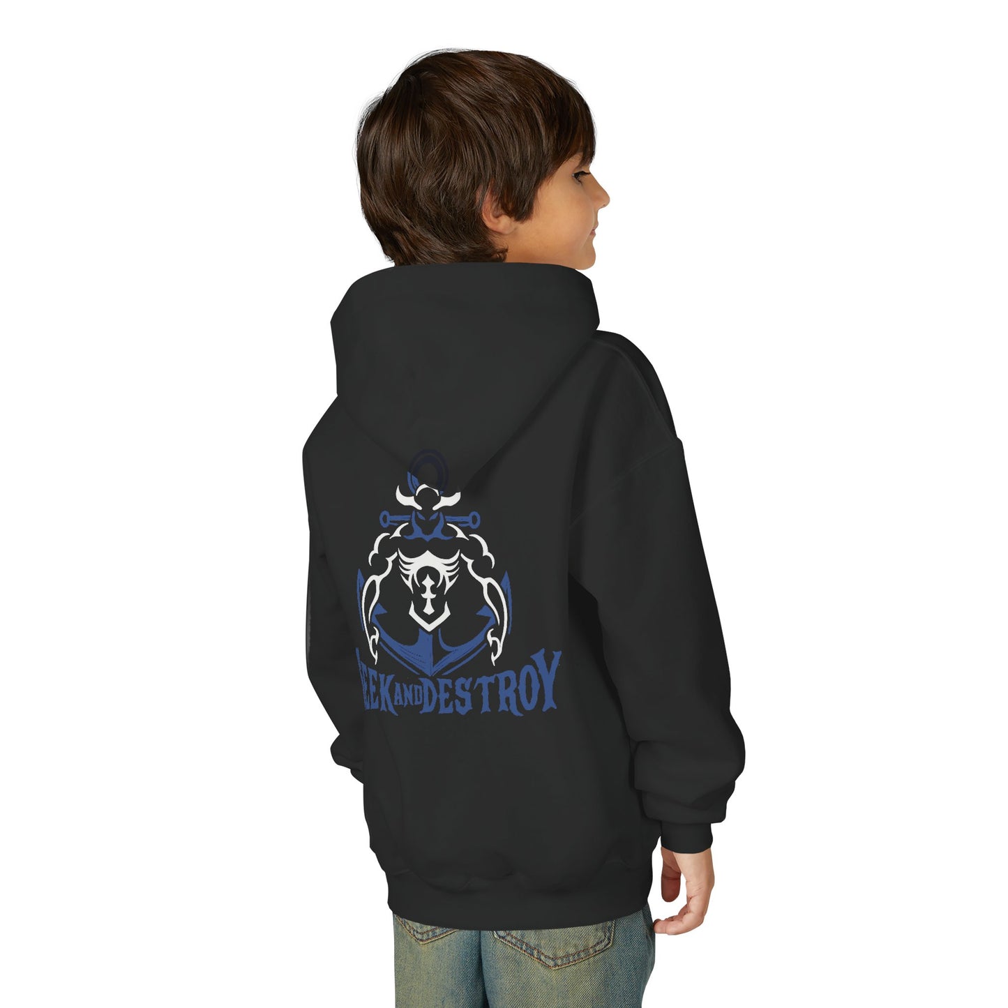 Youth Lake Fenton “Seek & Destroy” Wrestling Hoodie – 2026 Mascot Back Print