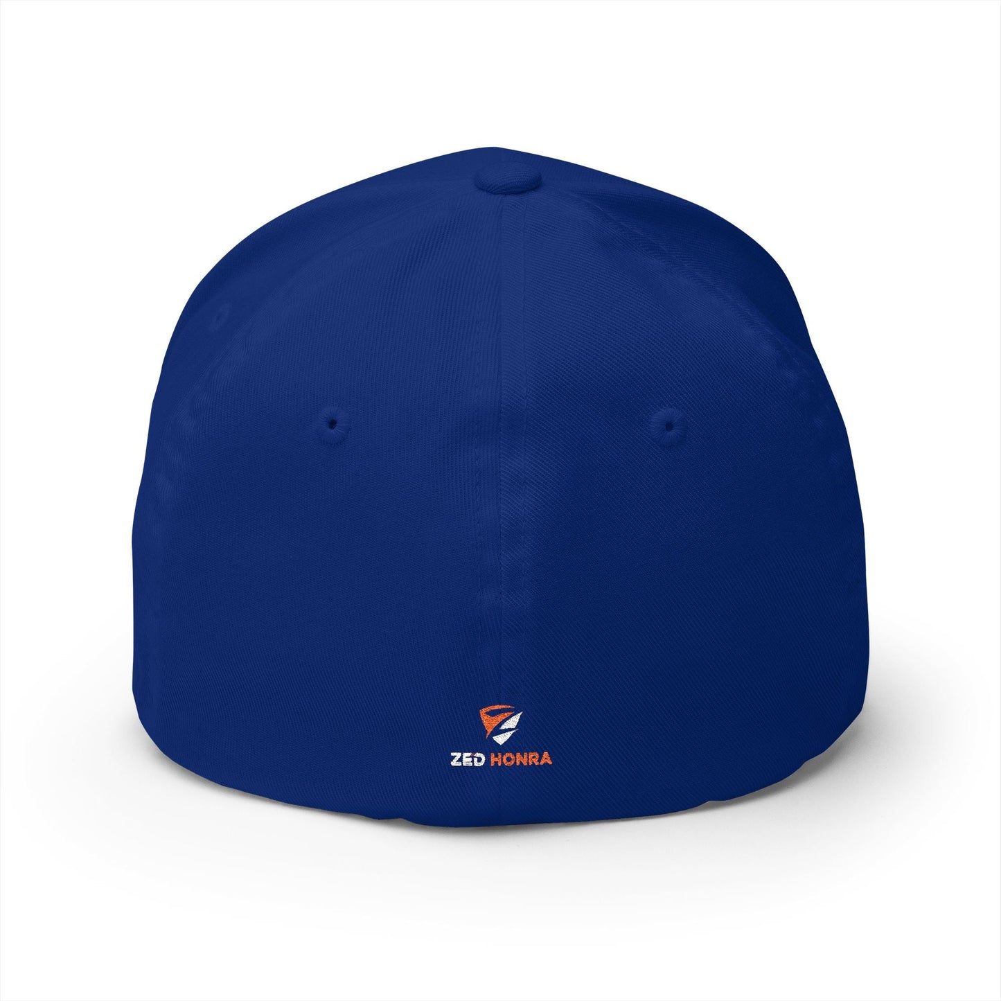Blue FlexFit Cap with Zed Honra embroidered logo – back view