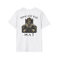 White Zed Honra “King of the Mat” t-shirt featuring a crowned skeleton wearing a gi seated on a throne, printed on the back.