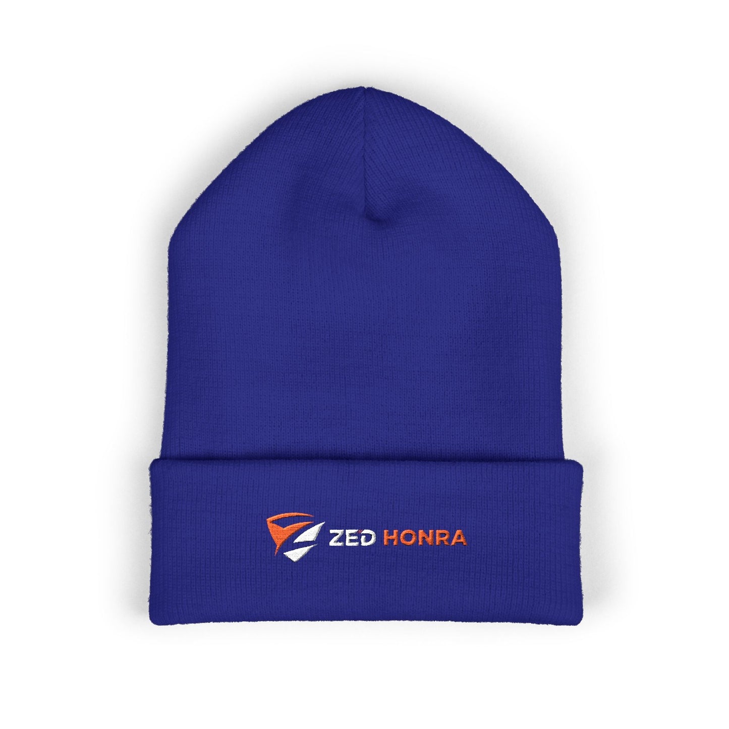 Zed Honra Embroidered Beanie – White, Black, Royal Blue