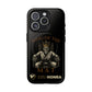 Phone case with a skull in a robe and crown, text 'King of the Mat' and 'Zed Honra' logo.
