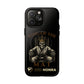 Phone case with a skull in a Zed Honra kimono and crown, text 'King of the Mat' and 'Zed Honra' logo.