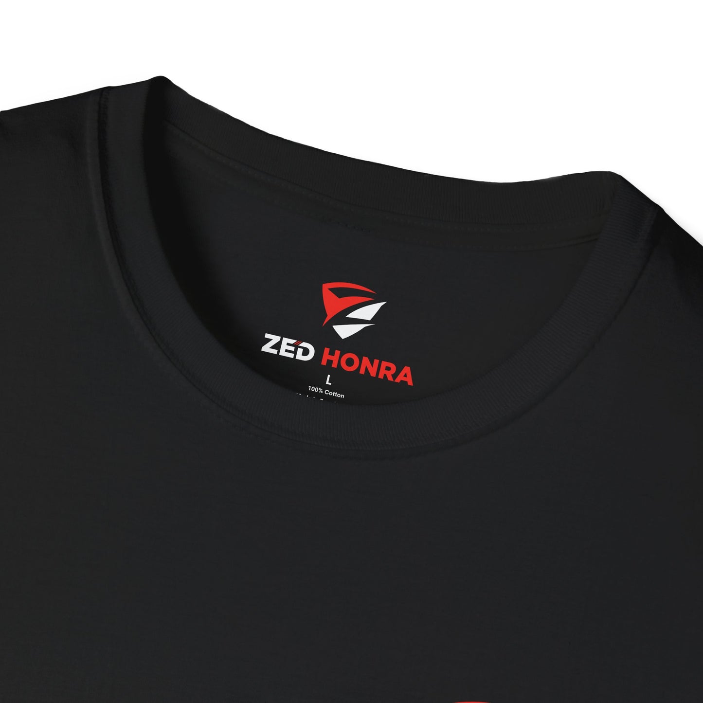 Black t-shirt with Zed Honra logo on the collar