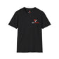 Front view of black Zed Honra t-shirt with red and white embroidered logo on the left chest.