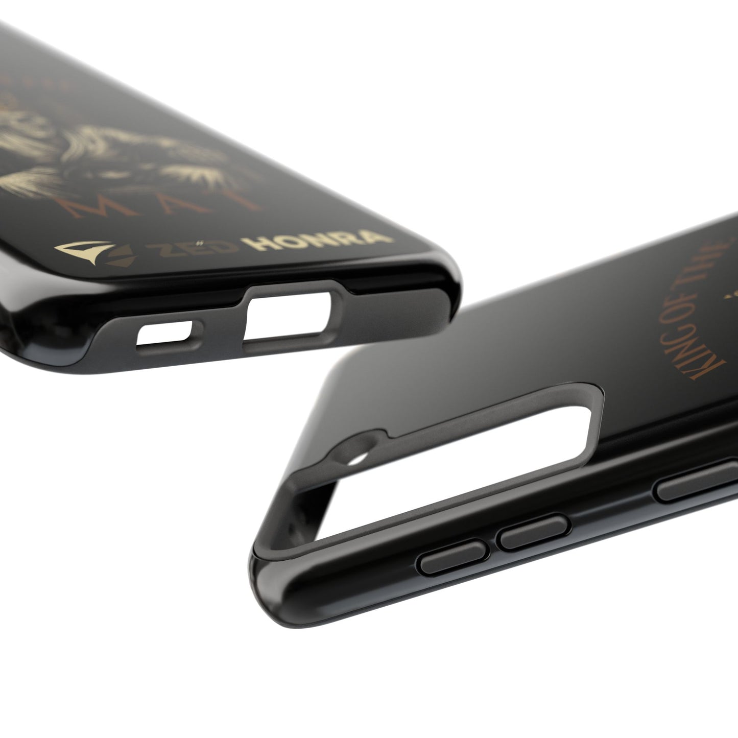 Phone case with a skull in a Zed Honra kimono and crown, text 'King of the Mat' and 'Zed Honra' logo.