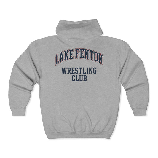 Lake Fenton Wrestling Club Zip-Up Hoodie — Vintage Varsity Edition (Adult)
