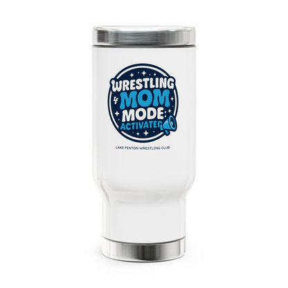 Wrestling Mom Mode – 14oz Stainless Steel Travel Mug with Handle