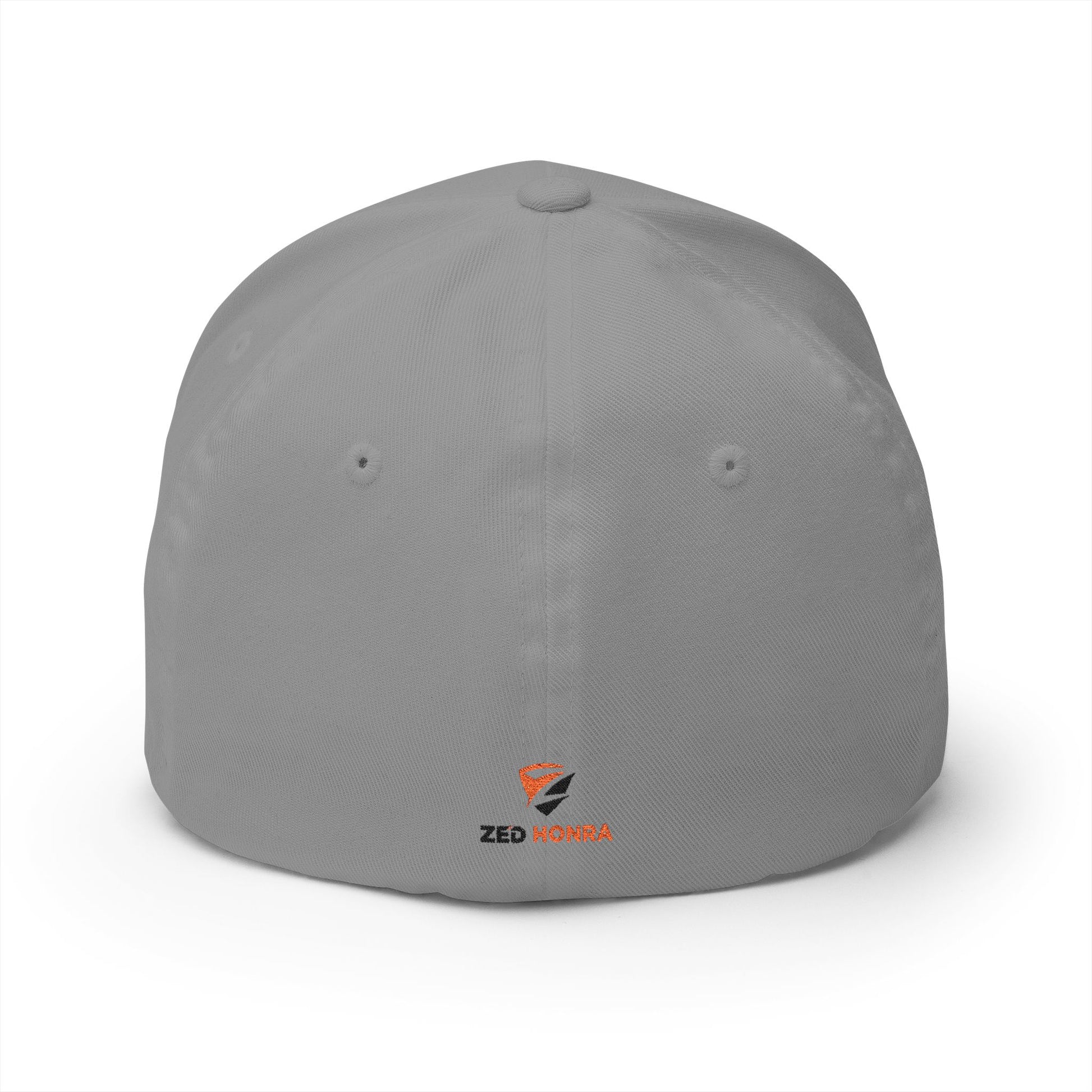Grey FlexFit Cap with Zed Honra embroidered logo – back view