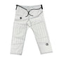 White martial arts pants with black accents on a white background