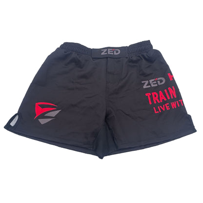 Zed Honra Model 1 Youth No-Gi Shorts – Front View, Black BJJ & MMA Shorts for Kids